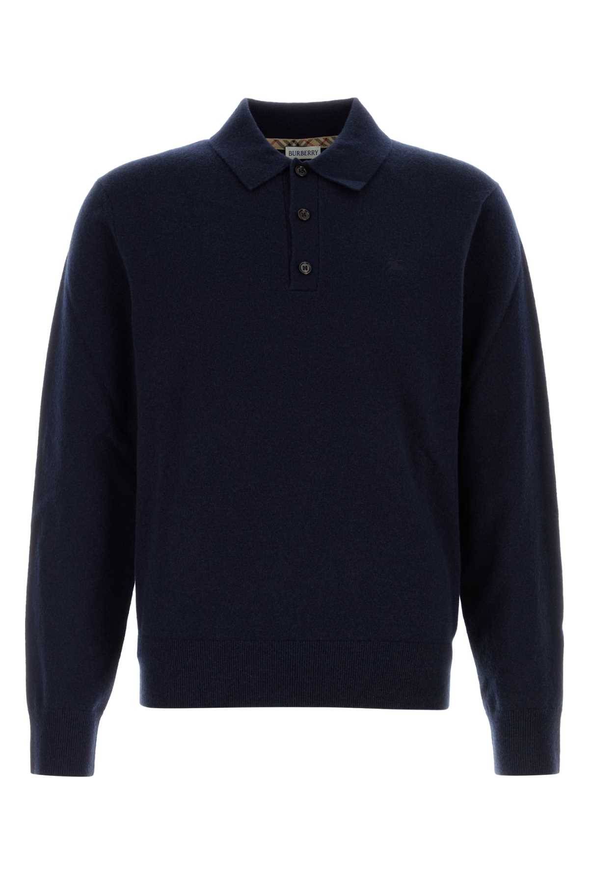 Burberry Navy Blue Cashmere Blend Polo Shirt