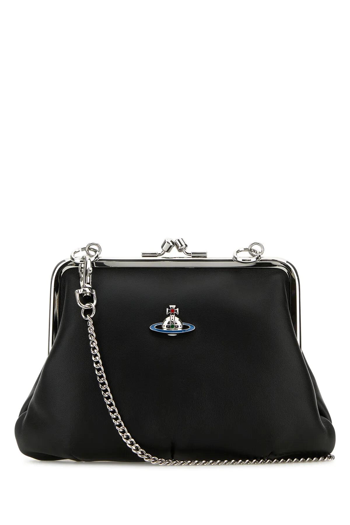 Vivienne Westwood Black Leather Granny Handbag