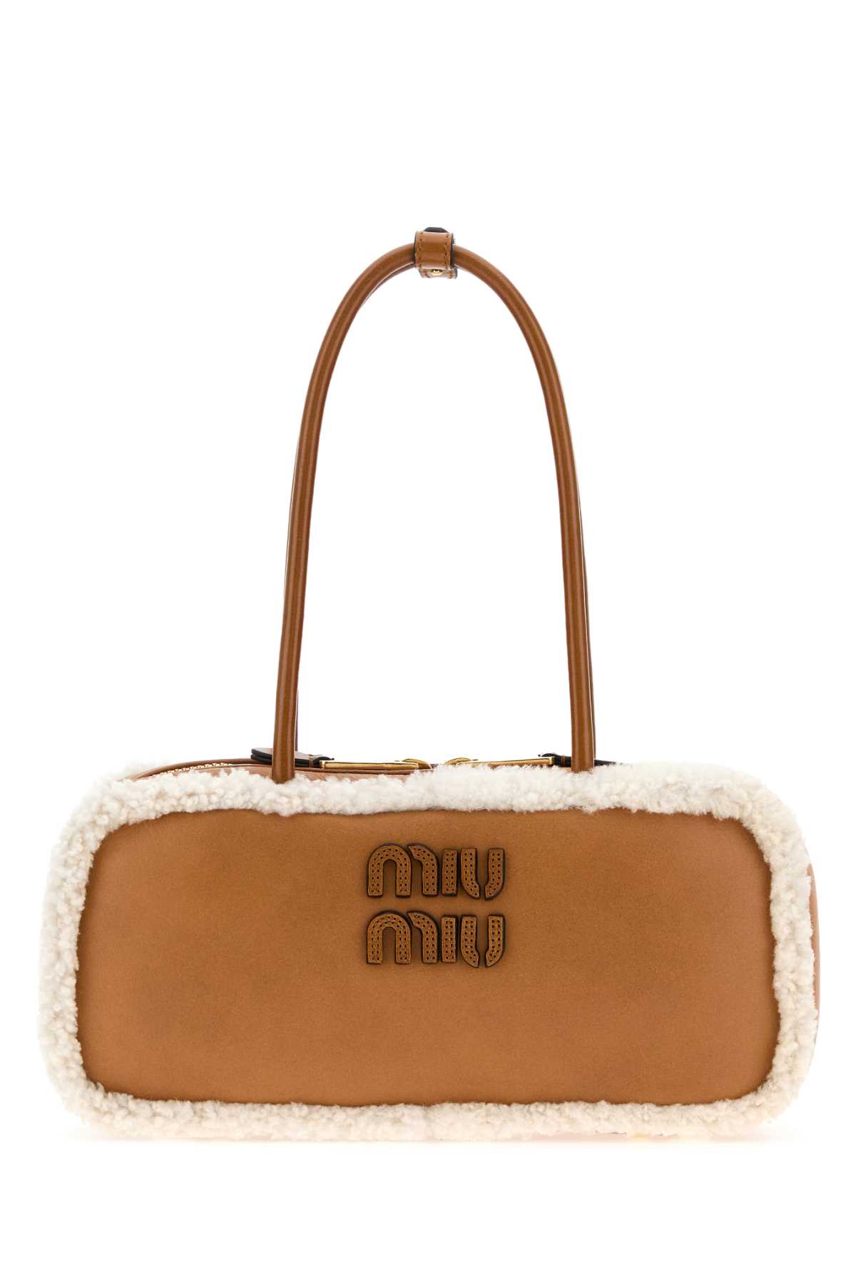 Miu Miu Camel Leather Arcadie Handbag