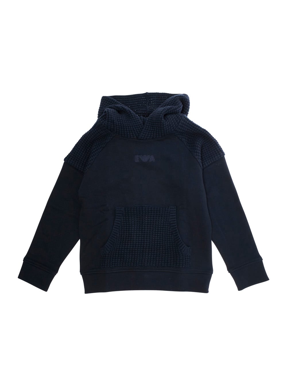 Emporio Armani Blue Sweatshirt With Honeycomb Inserts And Embroidered Logo In Cotton Boy