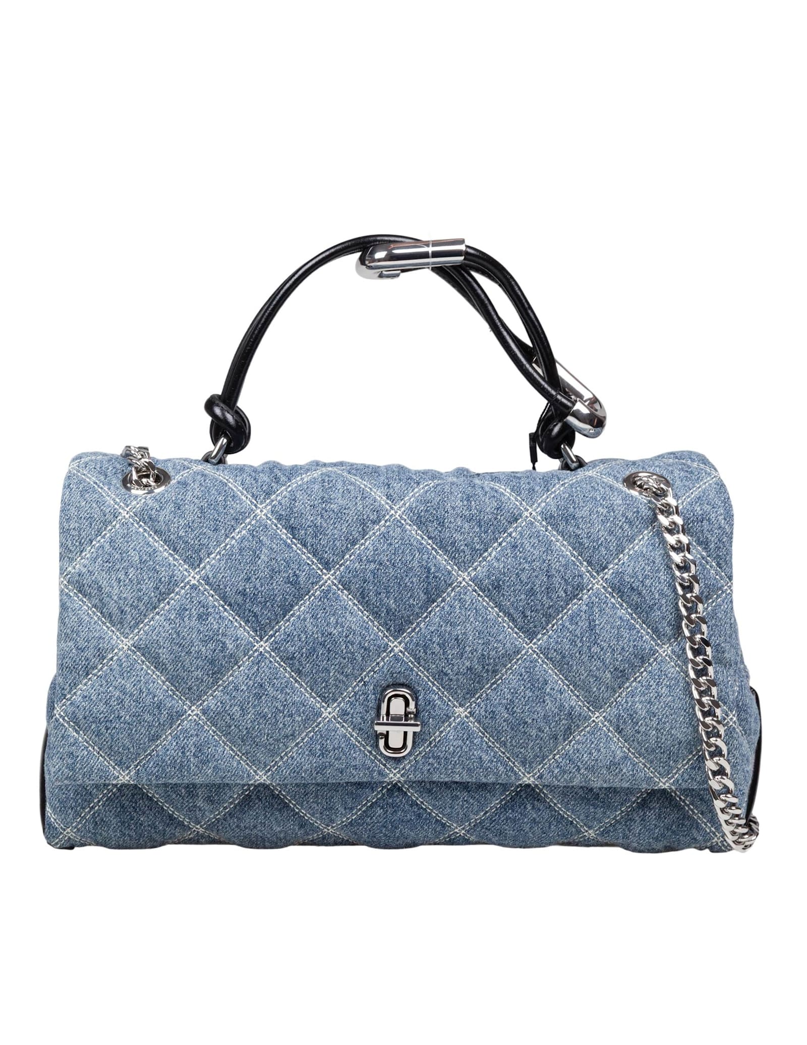 Marc Jacobs The Dual Chain Quilted Denim Handbag Color Indico Blue