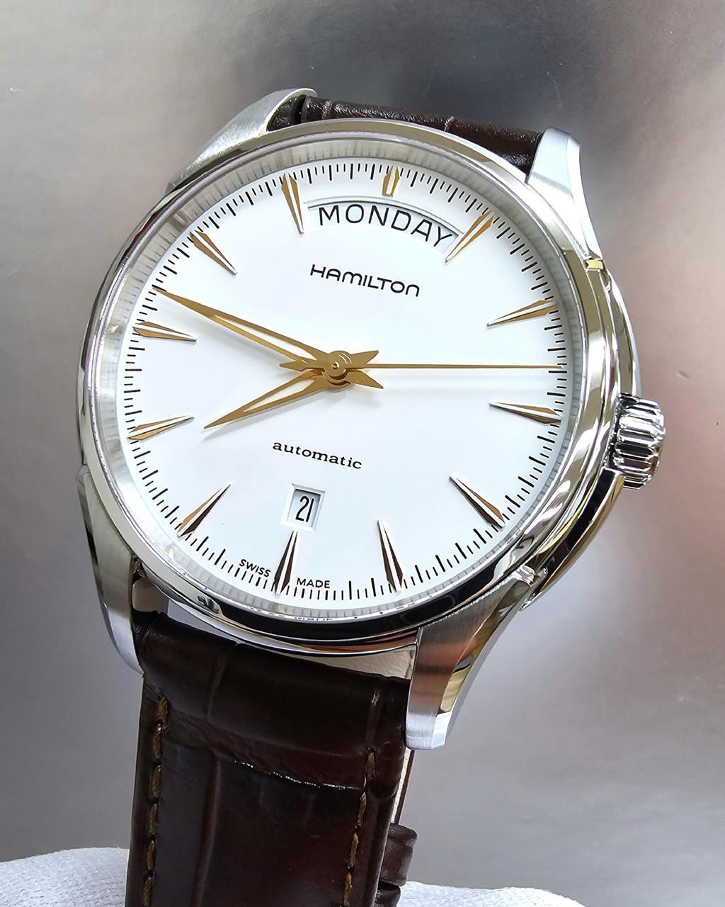 HAMILTON Jazzmaster Day Date Automatic 40 MM White Dial Leather Men's Watch H32505511