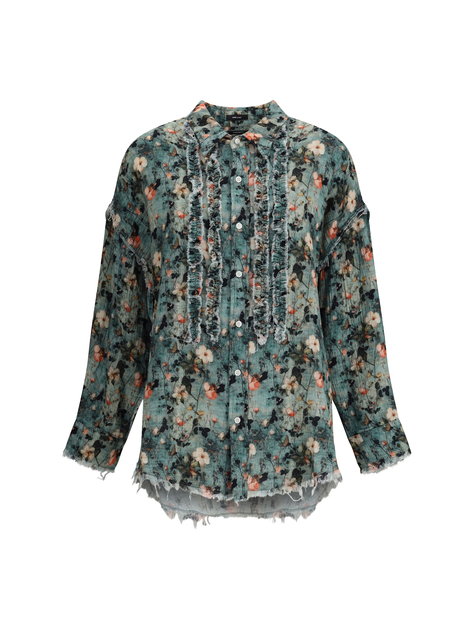 R13 Ruffle Floral Shirt