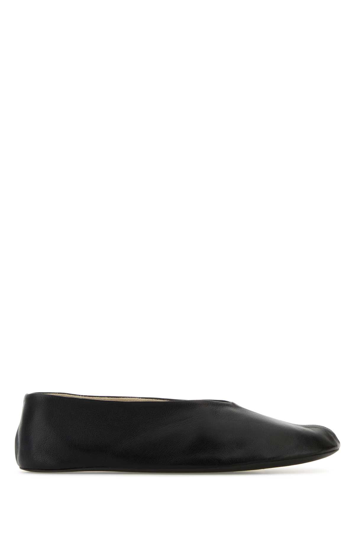The Row Black Nappa Leather Strella Ballerinas