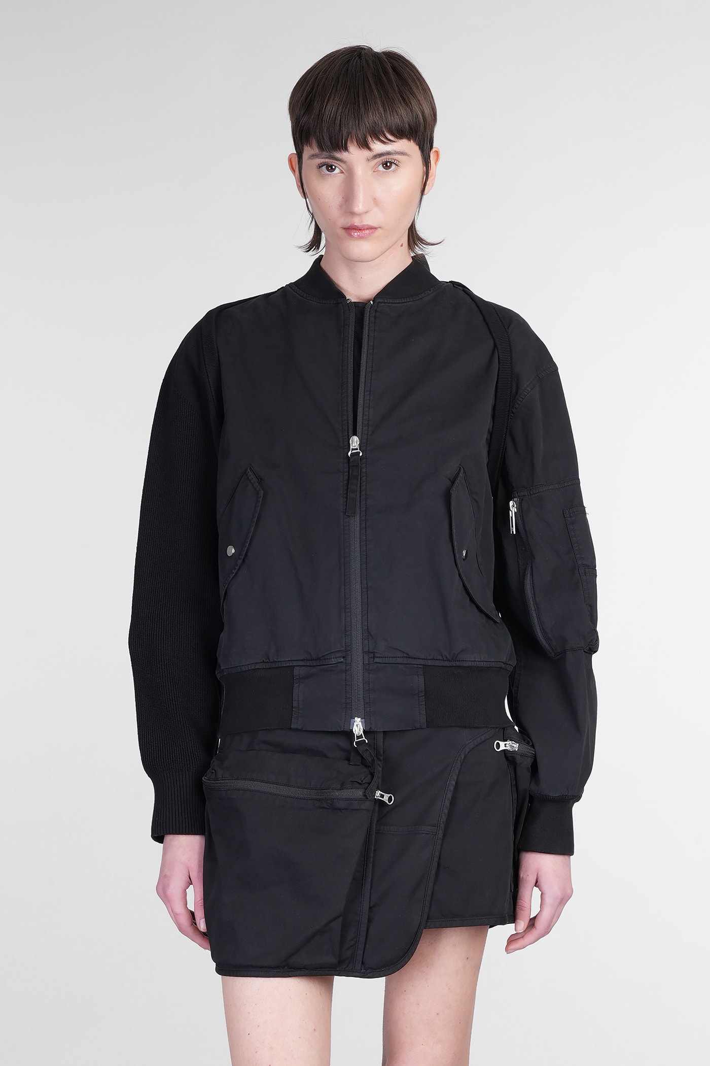 Helmut Lang Bomber Jacket In Black Cotton