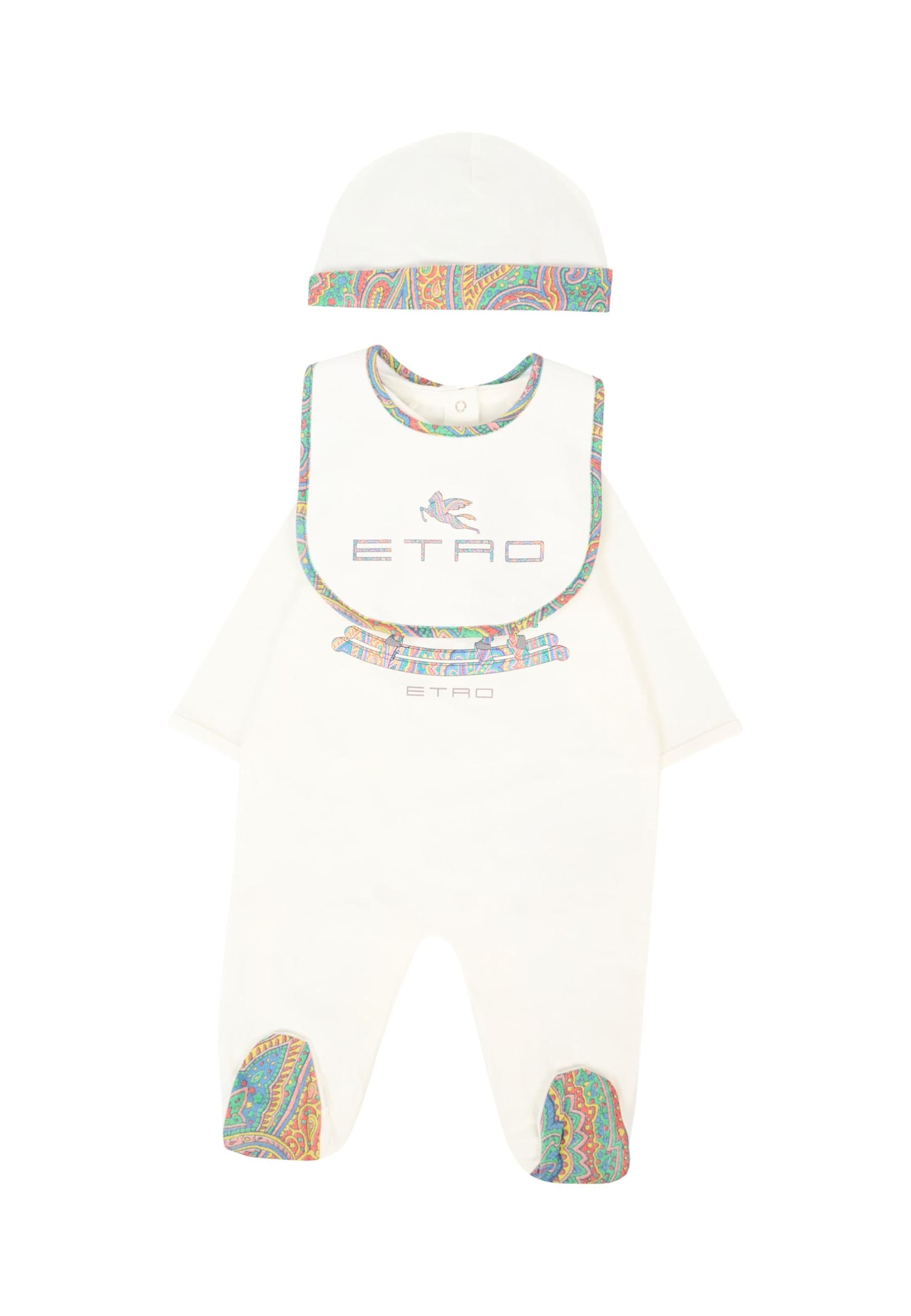 Etro Ivory Babygrow Set For Babykids With Pegasus