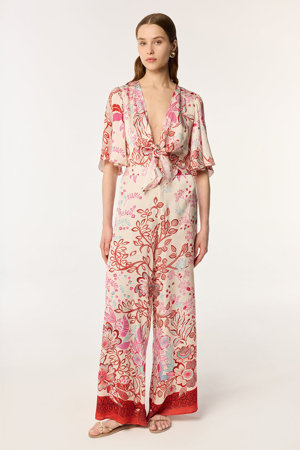 Long Jumpsuit Celie - Red Geo Fish