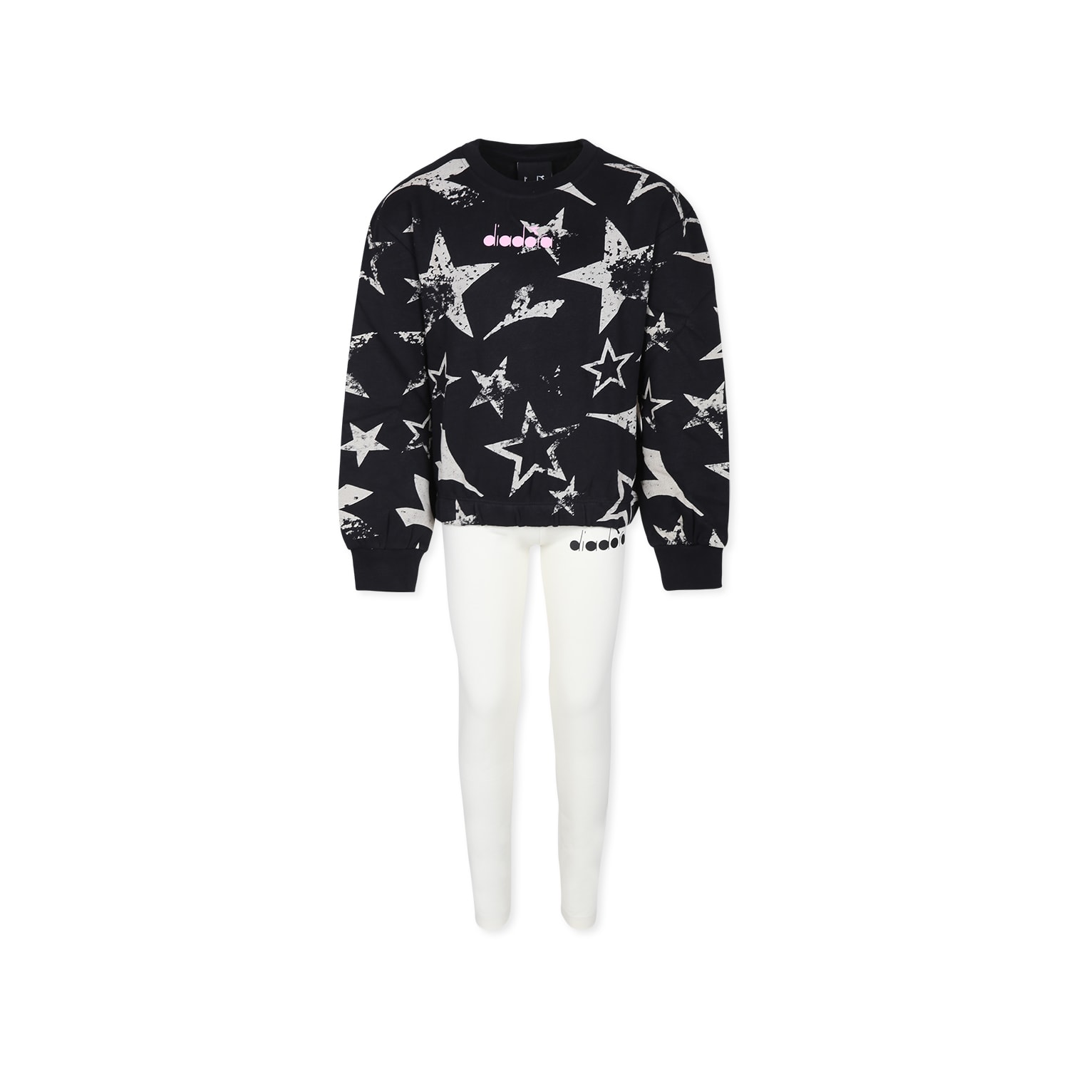 Diadora Black Suit For Girl With Logo