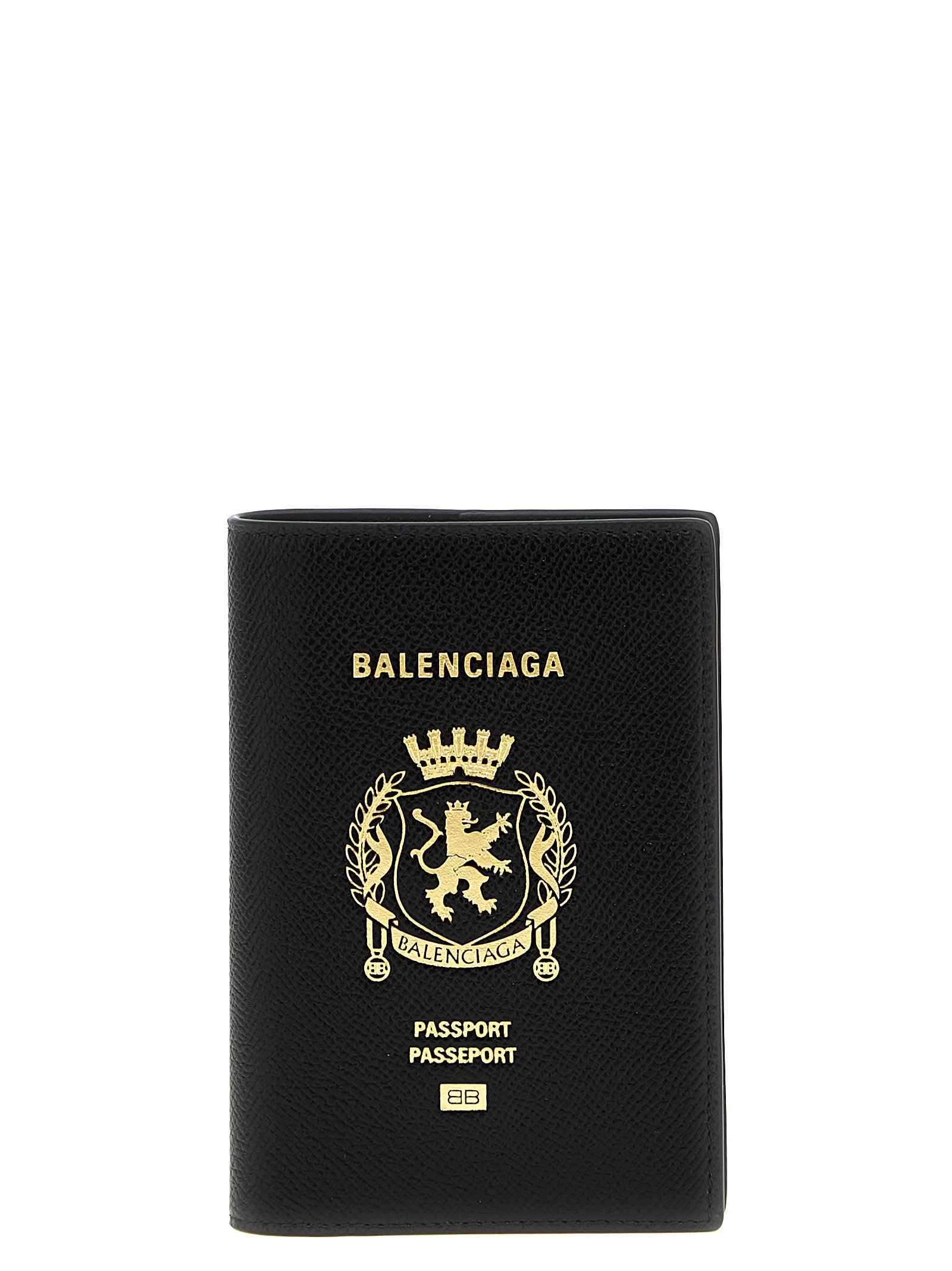 Balenciaga Logo Leather Passport Holder