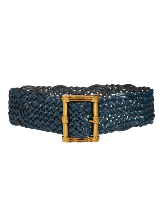 Etro, Maxi Ceinture En Cuir Tressé, Femme, Bleu, Taille 65