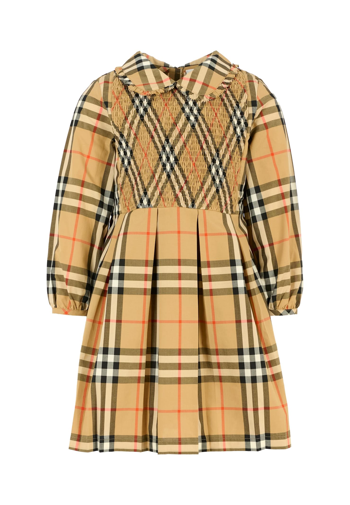 Burberry Beige Dress For Girl With Vintage Check