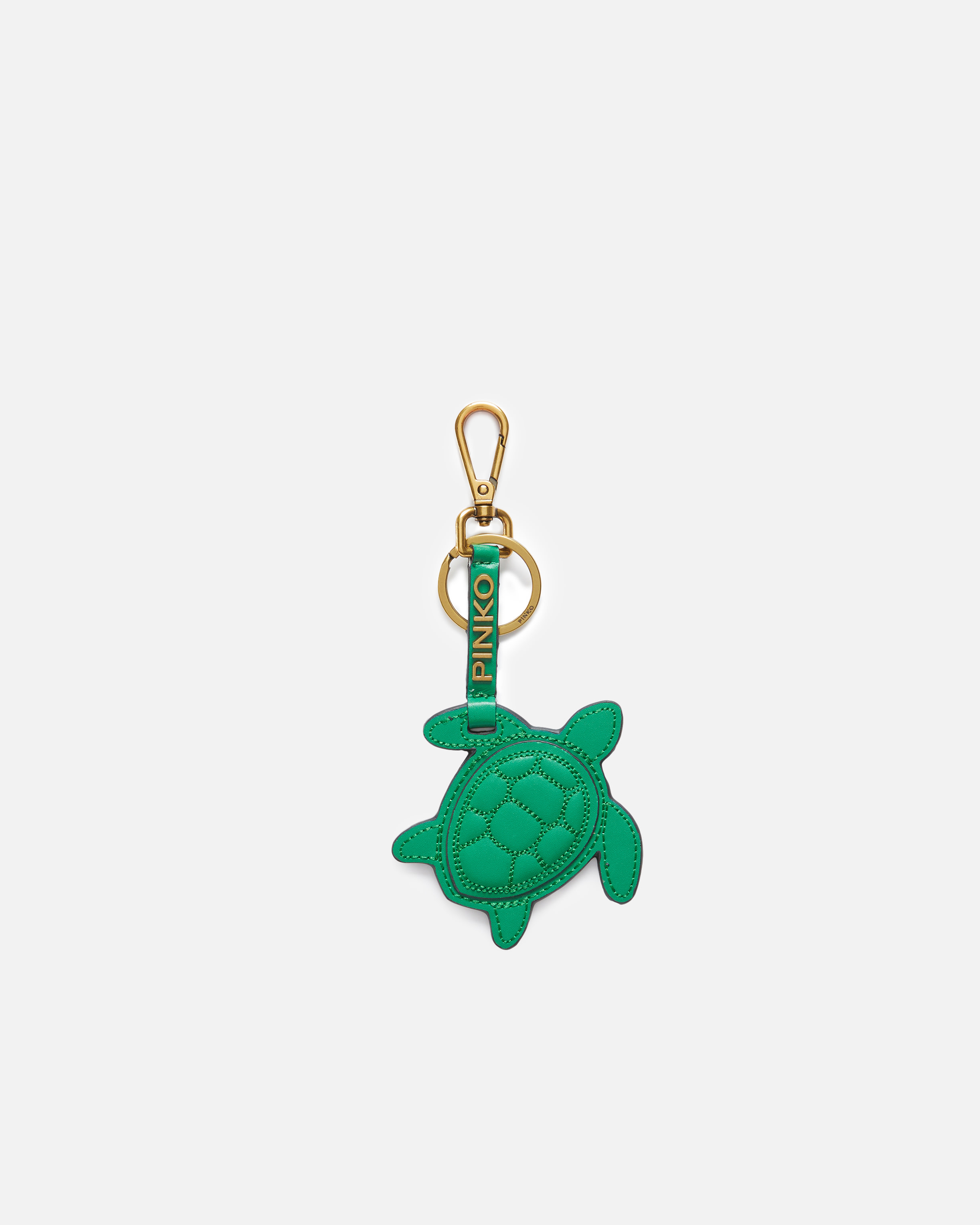 Pinko, Breloque tortue en similicuir vert, Medium-shiny green gold, U