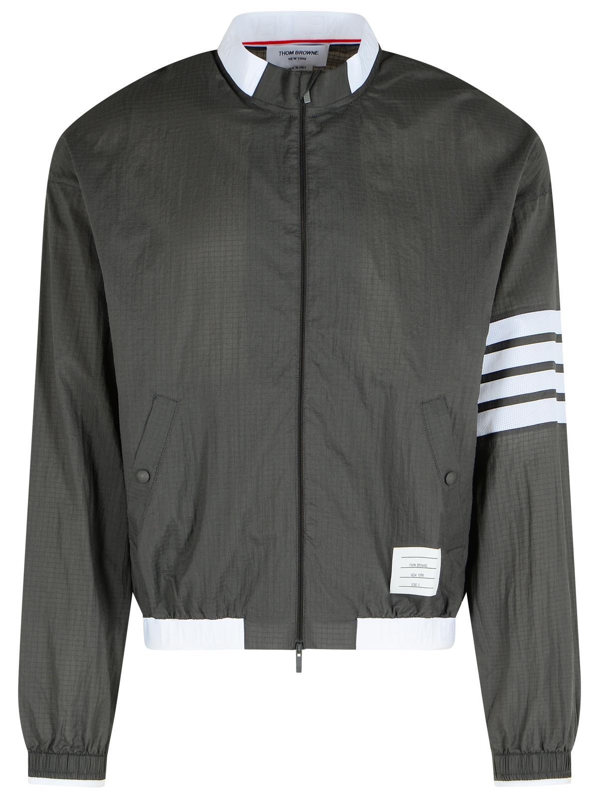 Thom Browne 4 Bar Grey Polyester Jacket