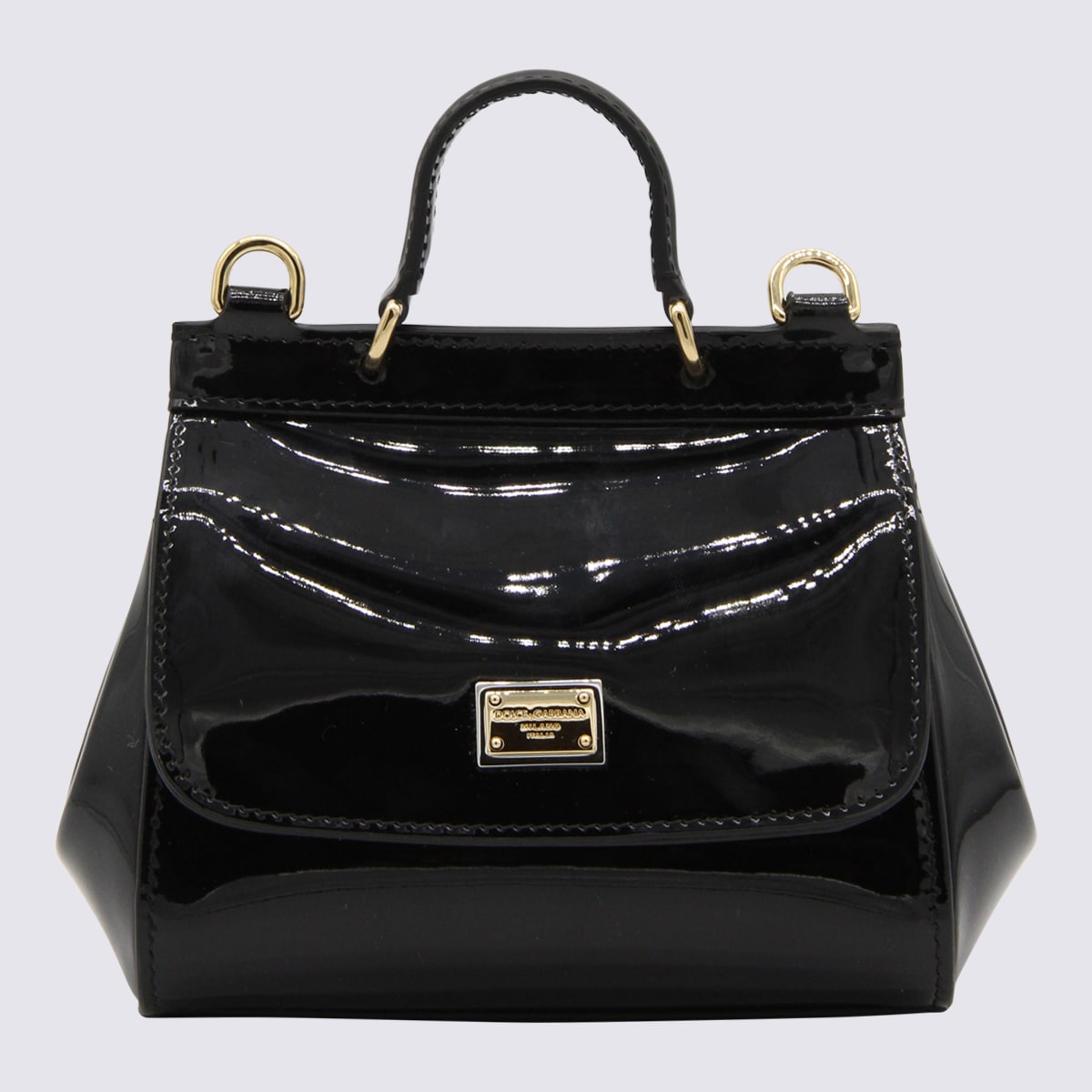 Dolce & Gabbana Black Leather Sicily Top Handle Bag