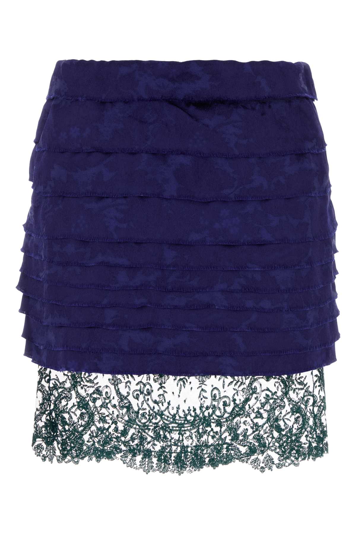 Saint Laurent Blue Jacquard Mini Skirt