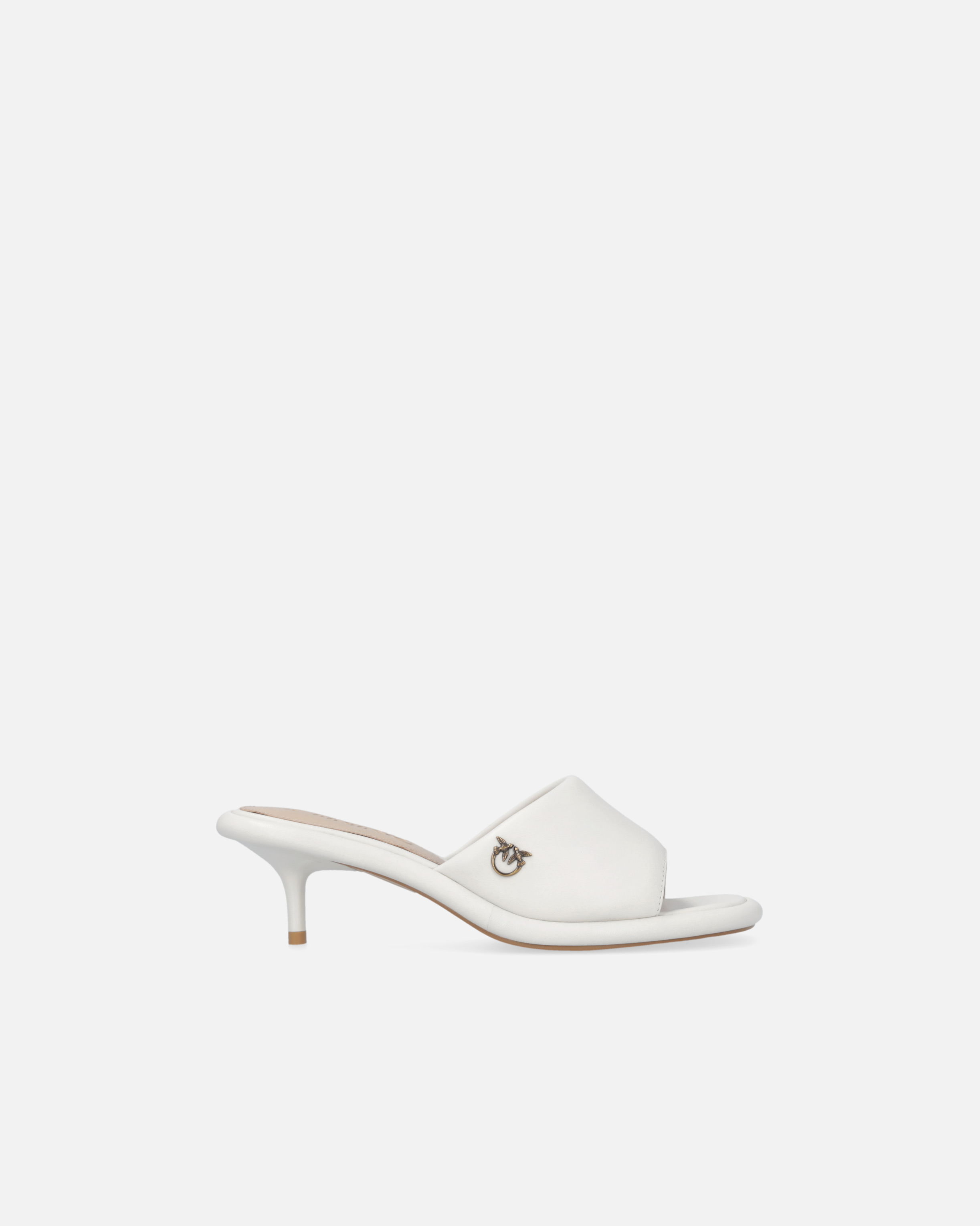 Pinko, Mules en cuir nappa à talons, Blanc pur, 37