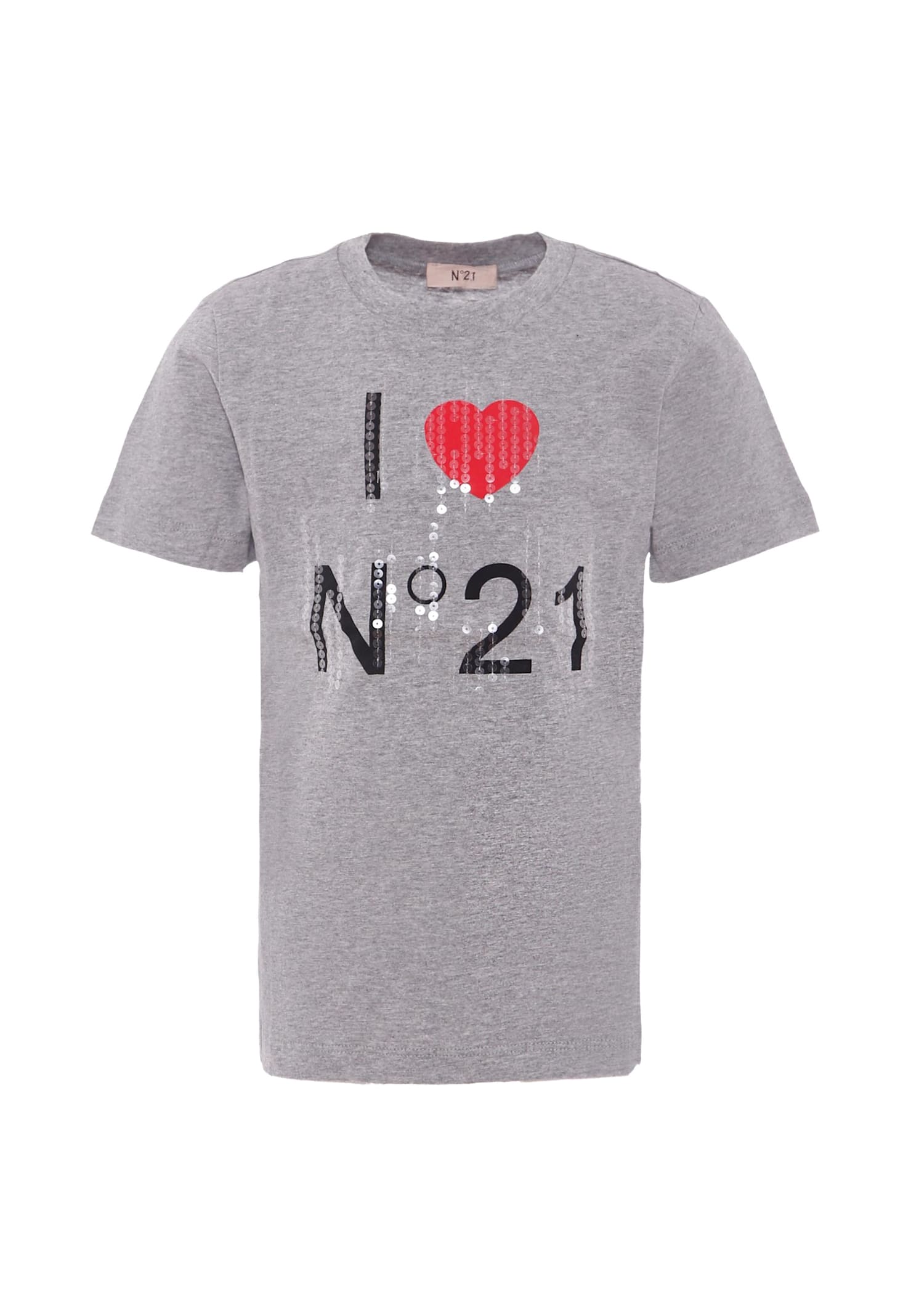 N.21 Grey T-shirt For Girl With Logo