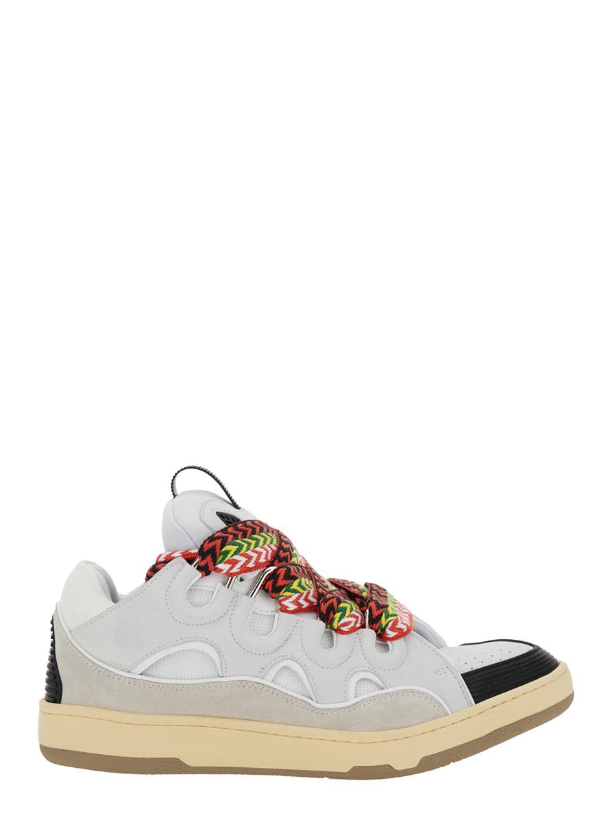 'Curb' Sneakers With Multicolor Laces In Leather White Unisex