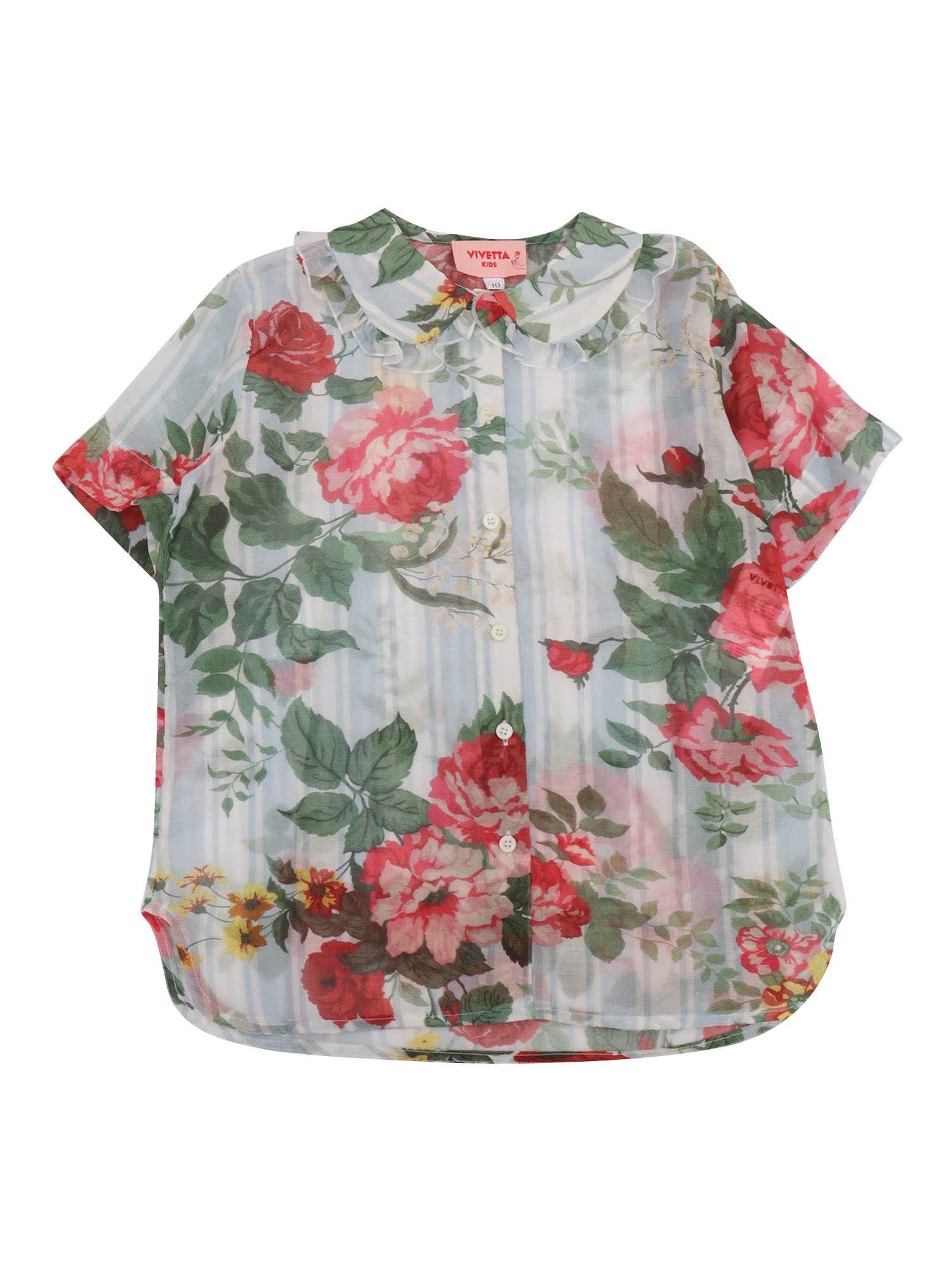 Vivetta Flower Printed Shirt In Light Blue