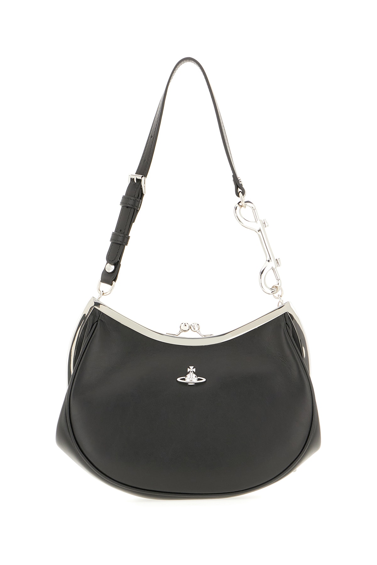 Vivienne Westwood Black Leather Charm Frame Shoulder Bag
