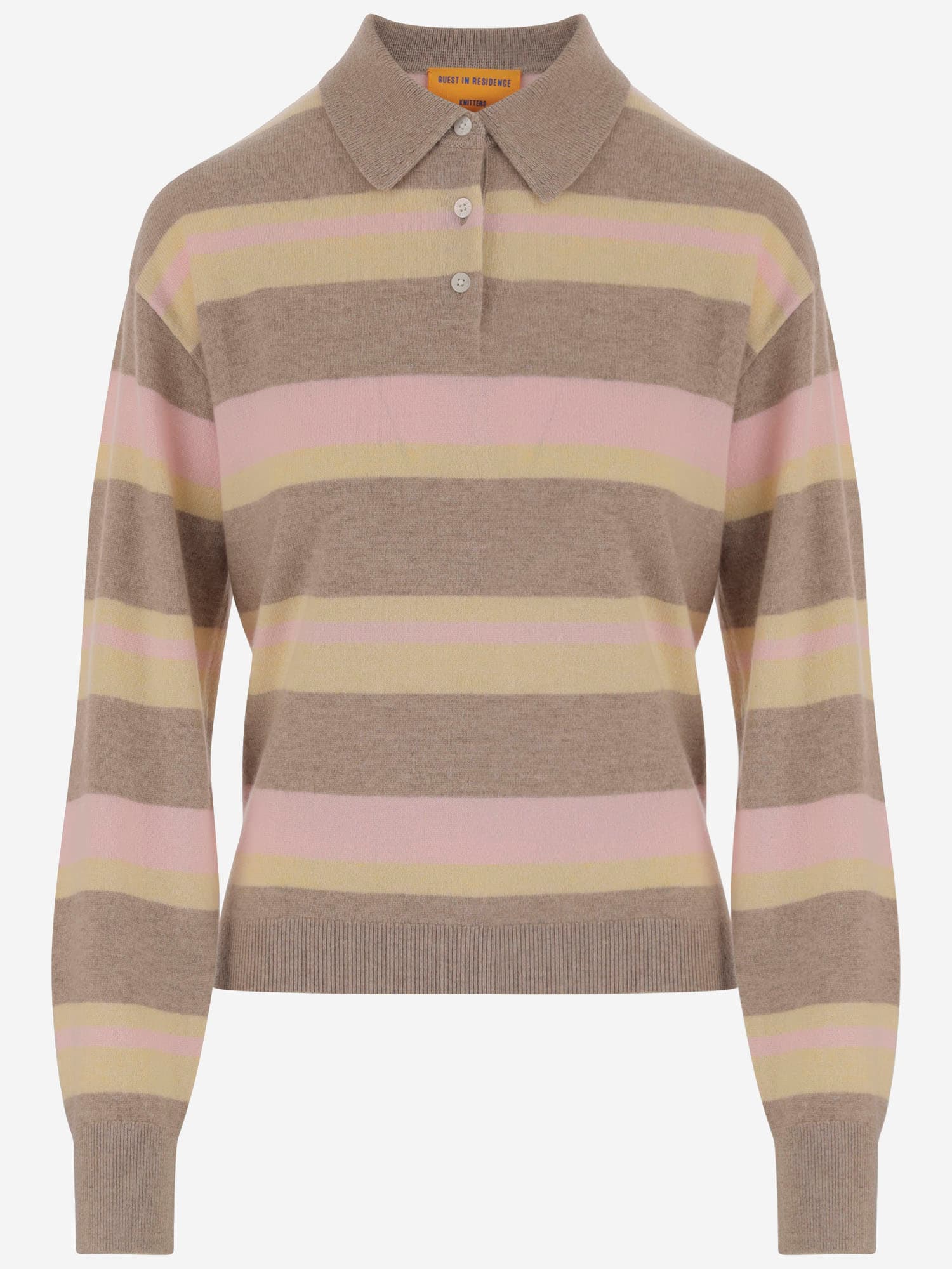 Guest in Residence Striped Cashmere Polo Shirt