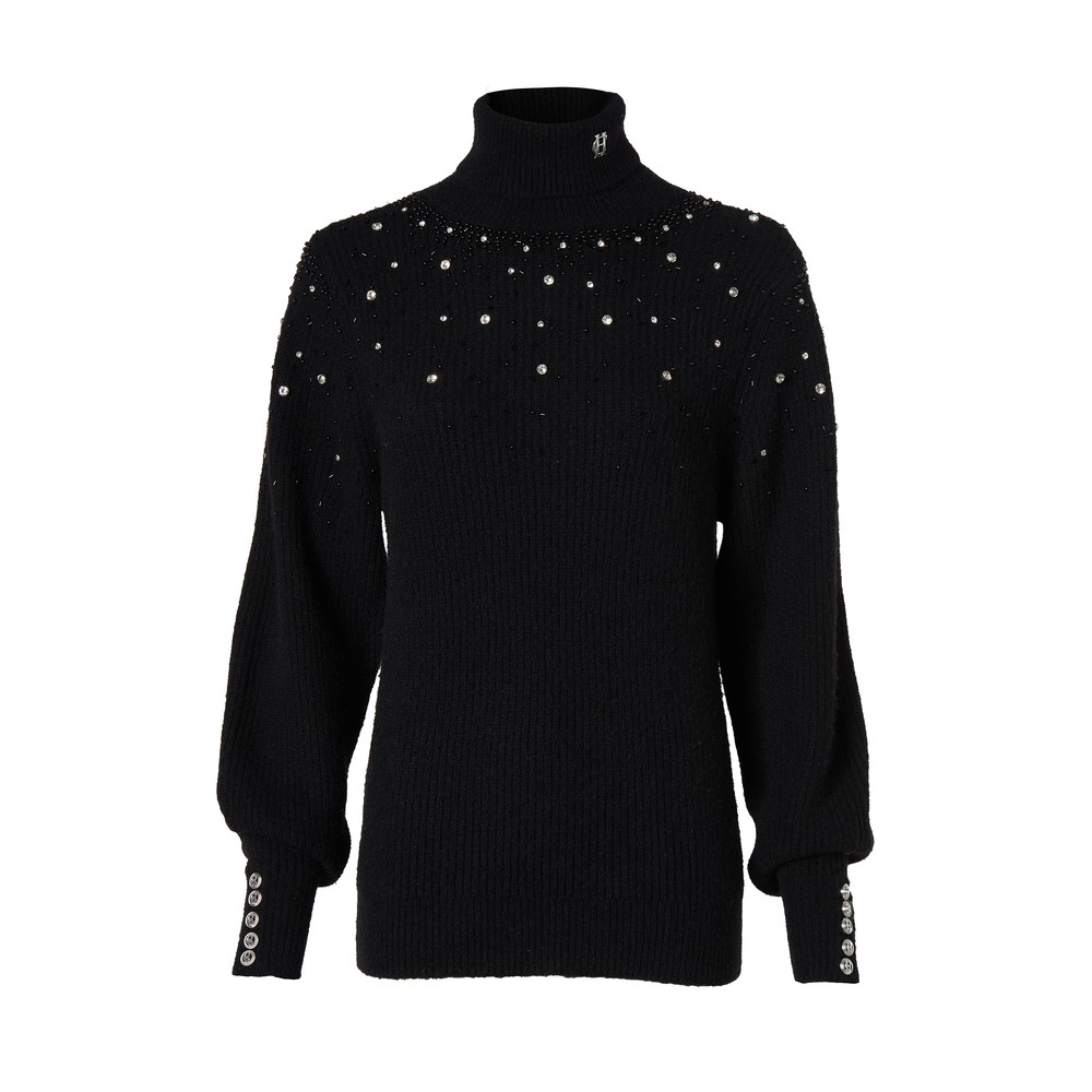 Kelsie Rib Embellished Roll Neck Jumper