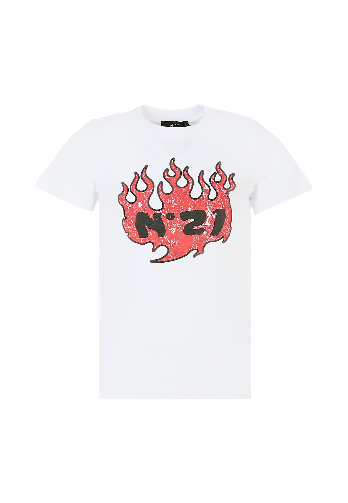 N.21 White T-shirt For Boy With Logo