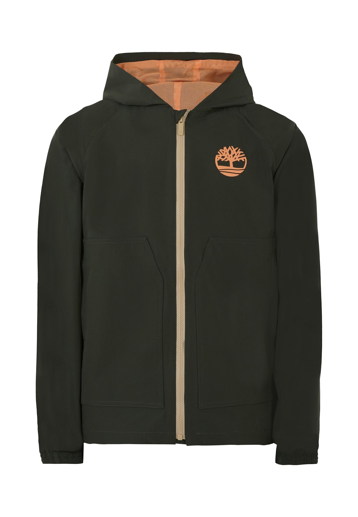 Timberland Green Windbreaker Jacket For Boy With Logo
