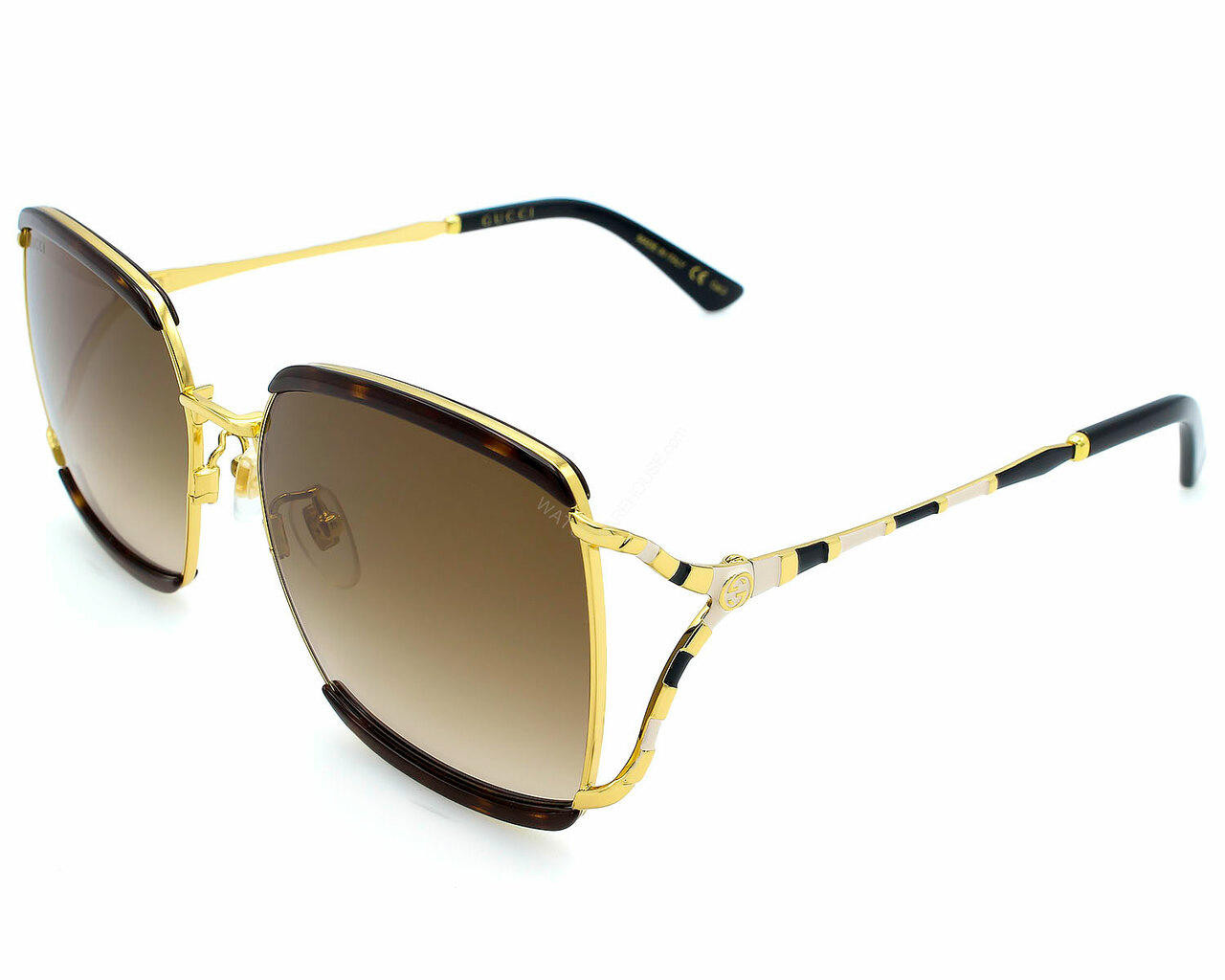 GUCCI Havana Gold Metal 59-135MM Women's Sunglasses GG0593SK 002