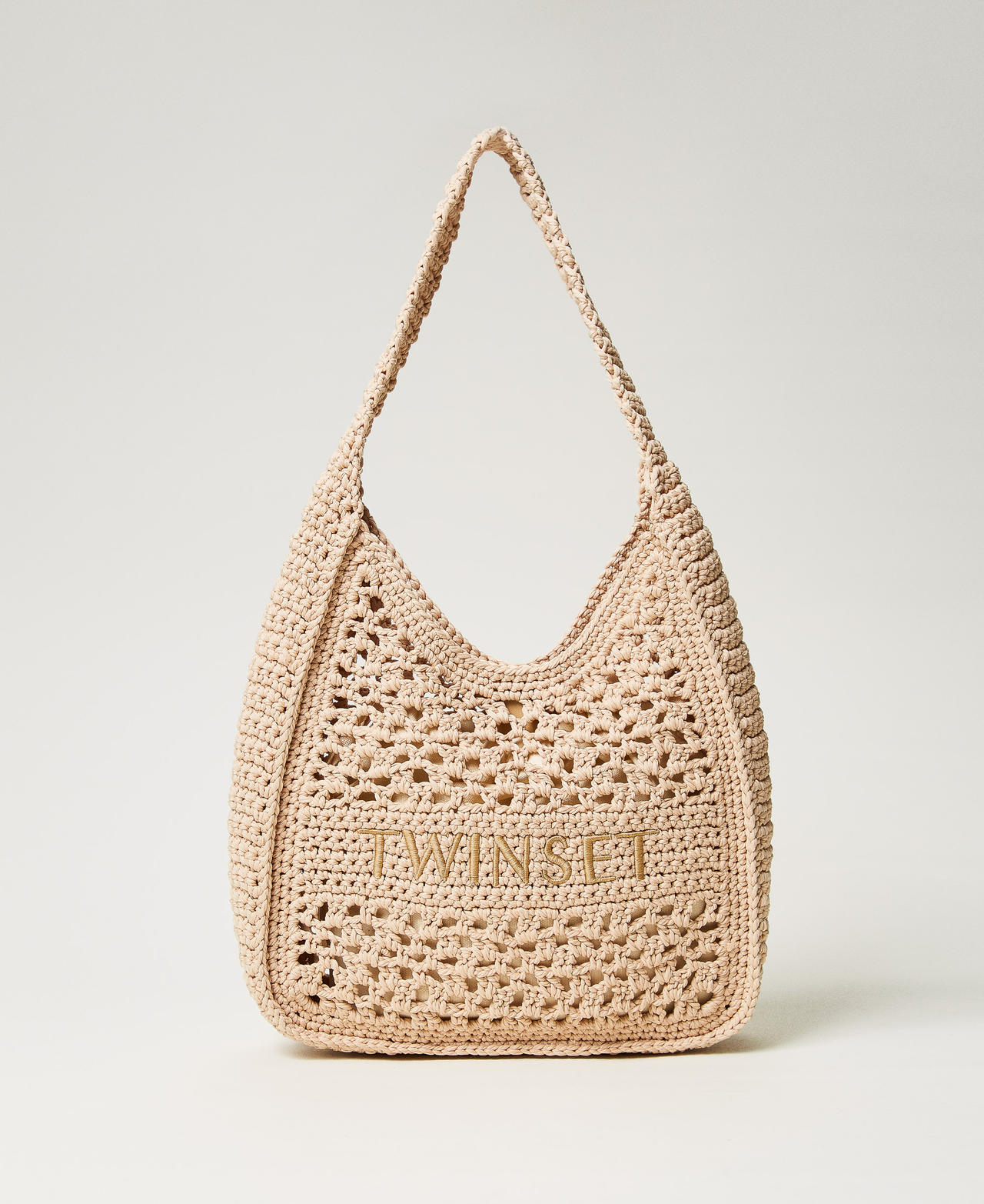Twinset Sacs - Besace en crochet, Blanc Naturel, Taille Unique