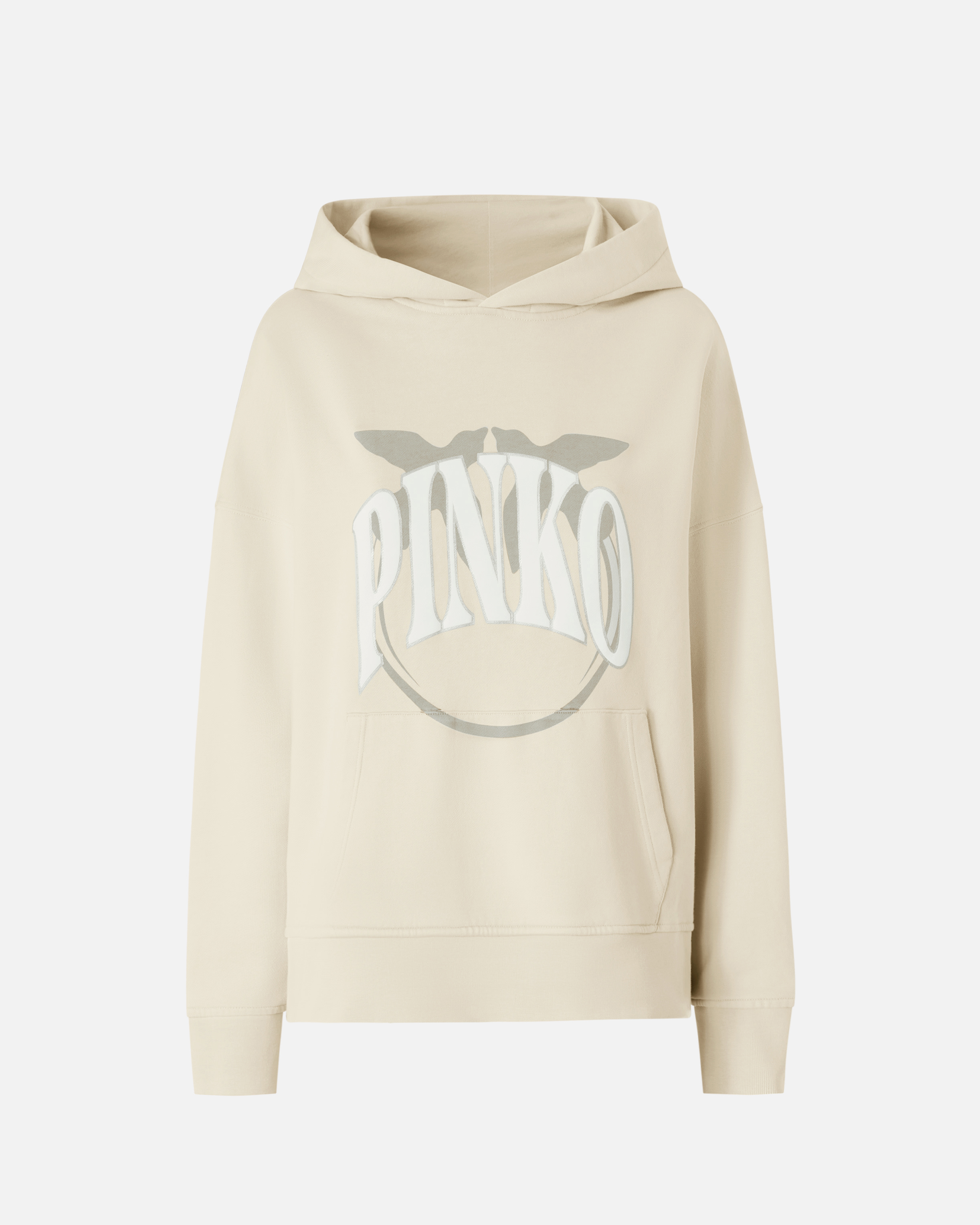 Pinko, Sweat-shirt à capuche et logo, Beige g. lame, XS