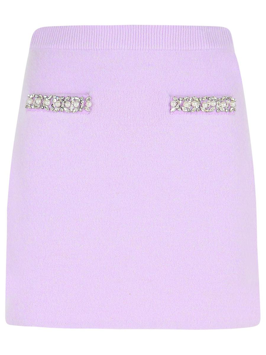 Self-Portrait 'Crystal' Skirt In Lilac Viscose Blend