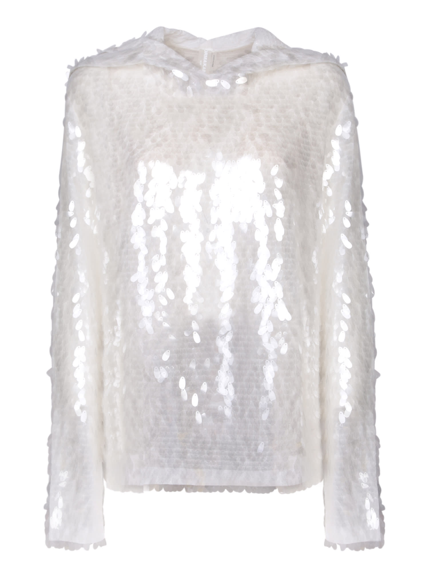 Norma Kamali White Sequined Blouse