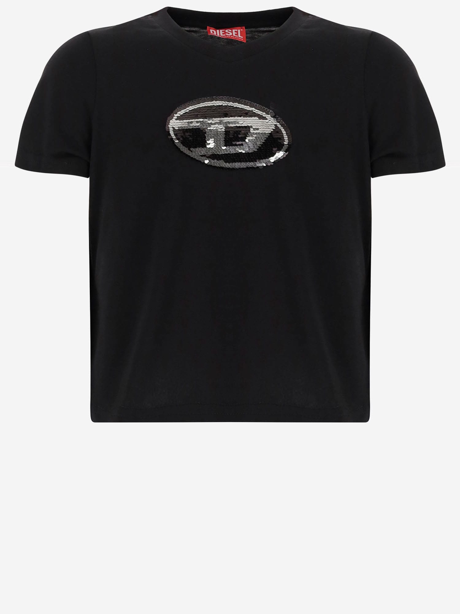 Diesel Cotton T-shirt With Sequin Logo