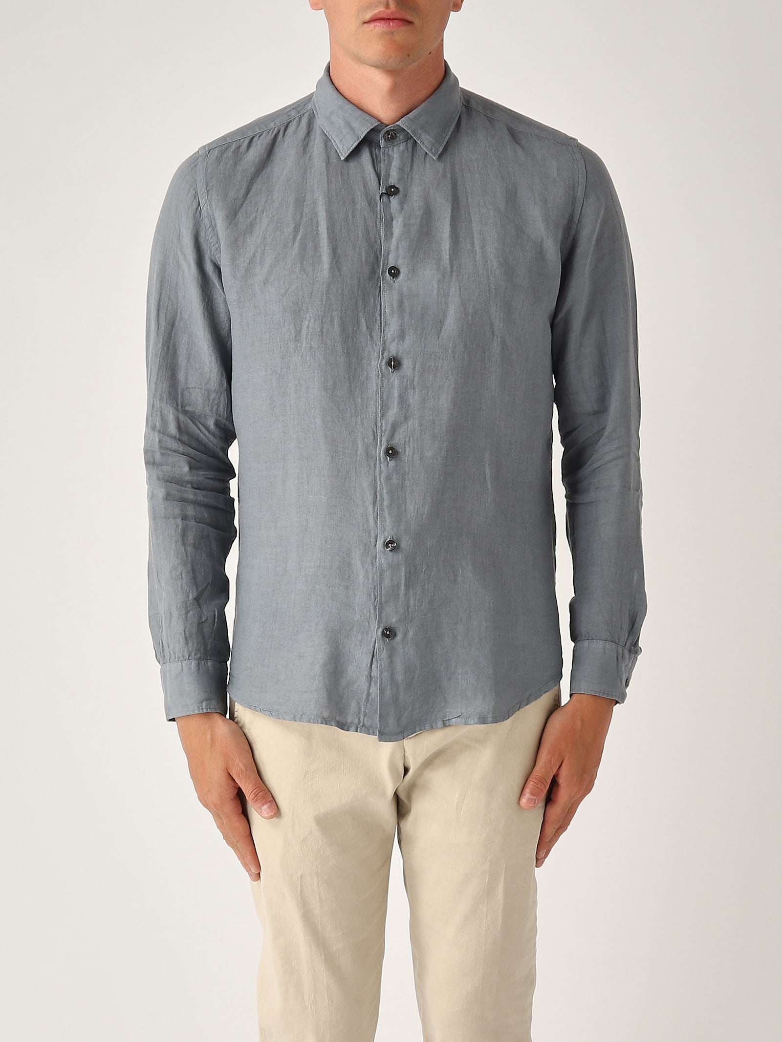 Altea Camicia M/l Collo Aperto Full-button Lino 100% Shirt