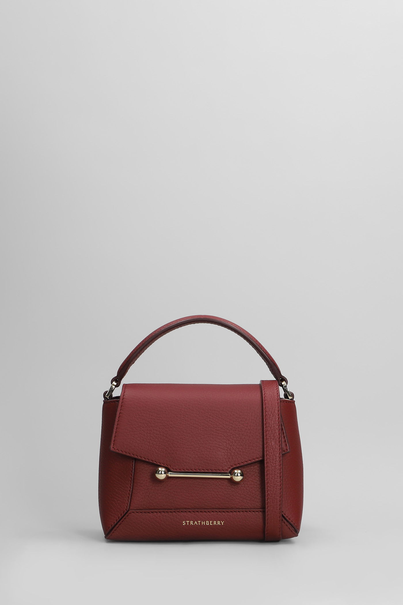 Strathberry Mosaic Shoulder Bag In Bordeaux Leather