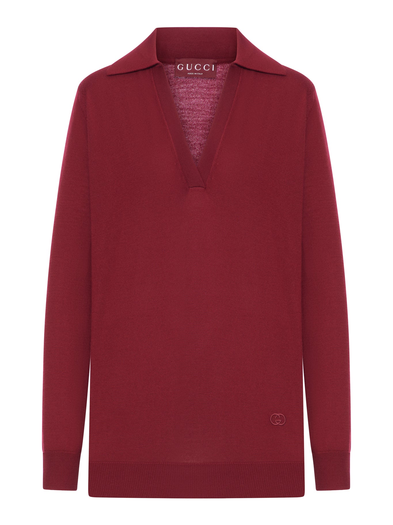 LIGHTWEIGHT WOOL POLO SHIRT WITH EMBROIDERED LOGO - Gucci - Woman