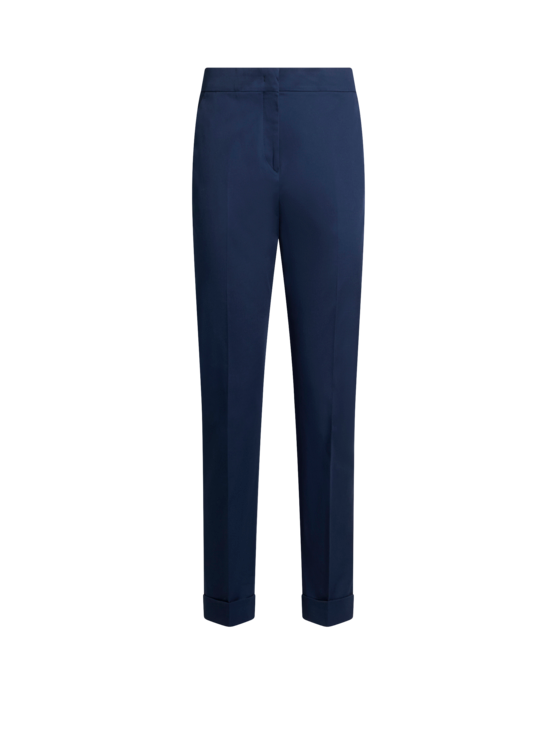 Etro, Pantalon Cropped En Coton Stretch, Femme, Bleu Marine, Taille 50