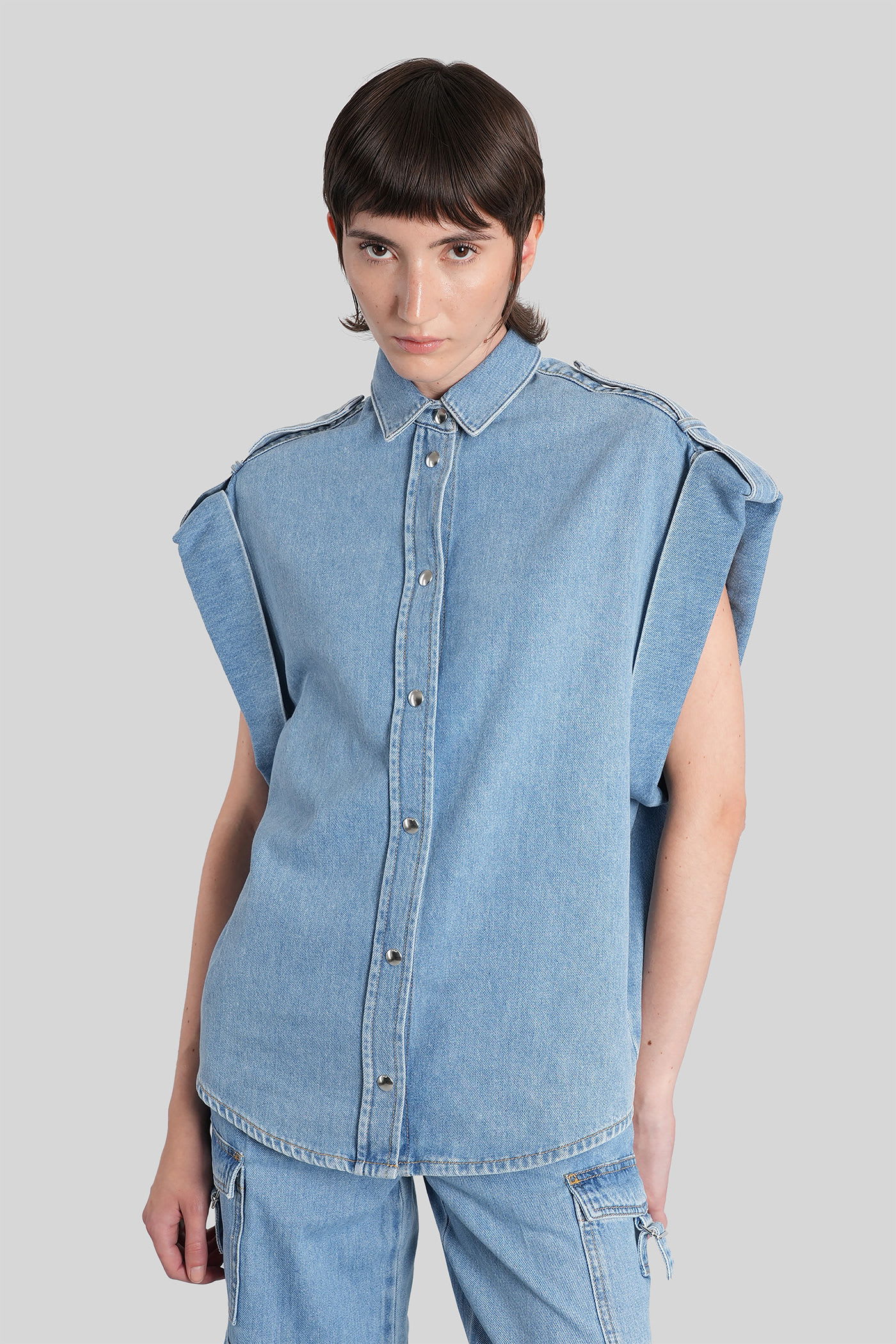 IRO Uline Vest In Blue Cotton