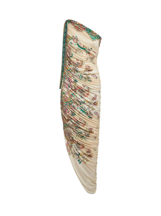 Etro, Robe Asymétrique Imprimée, Femme, Blanc, Taille 44