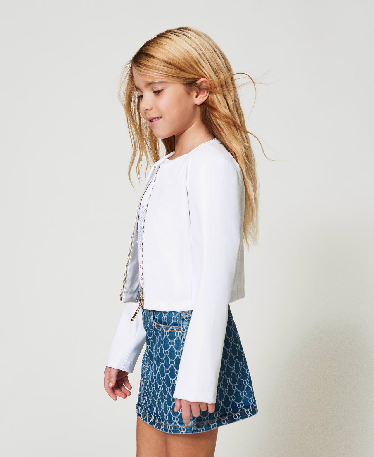 Twinset Blousons et manteaux - Blouson cropped effet cuir, Blanc "Ice", Taille: 18M