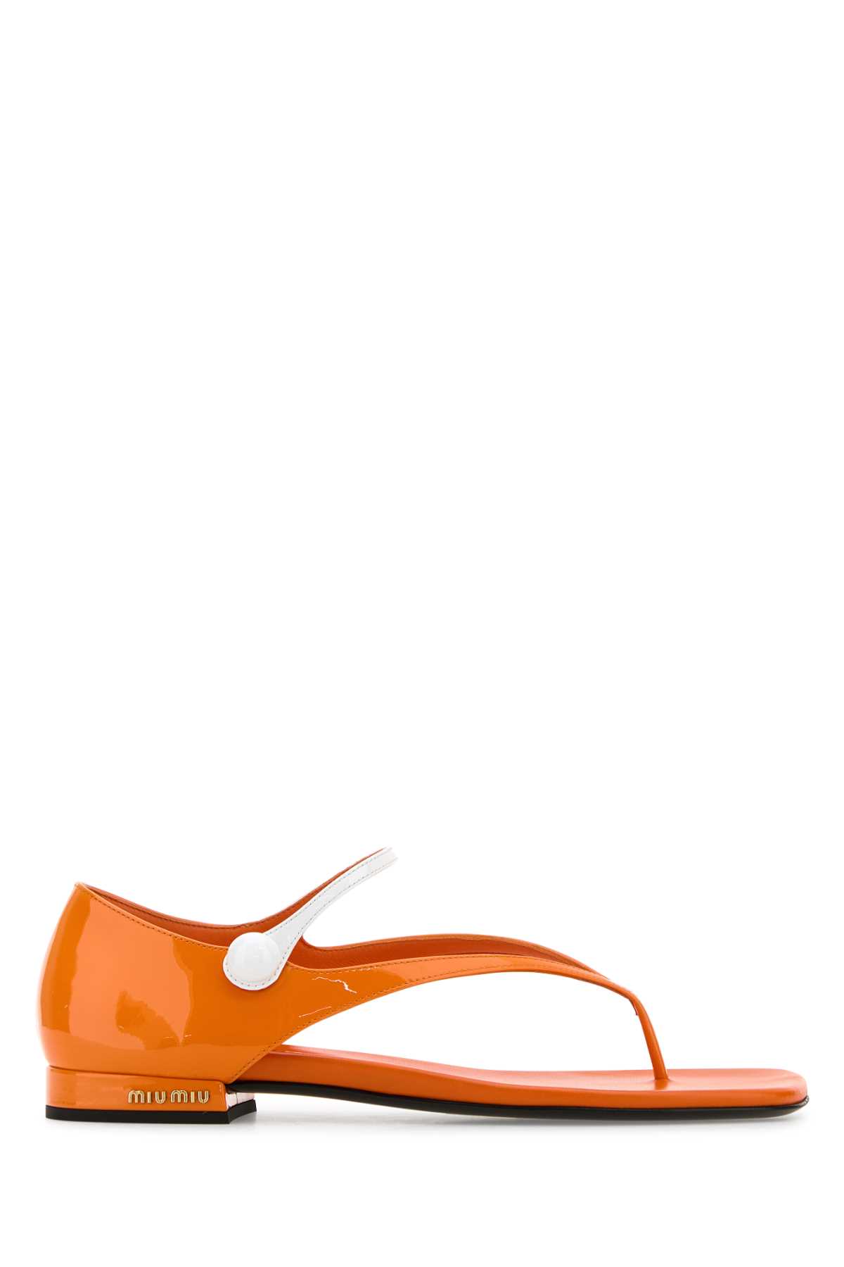 Miu Miu Orange Leather Thong Sandals