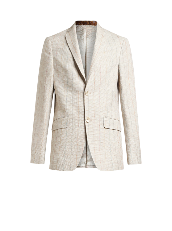 Etro, Blazer À Micro-motif Et Rayures, Homme, Beige, Taille 48