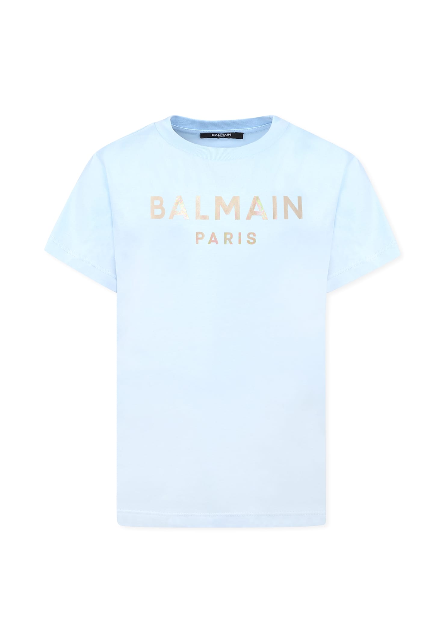 Balmain Light Blue T-shirt For Girl With Logo