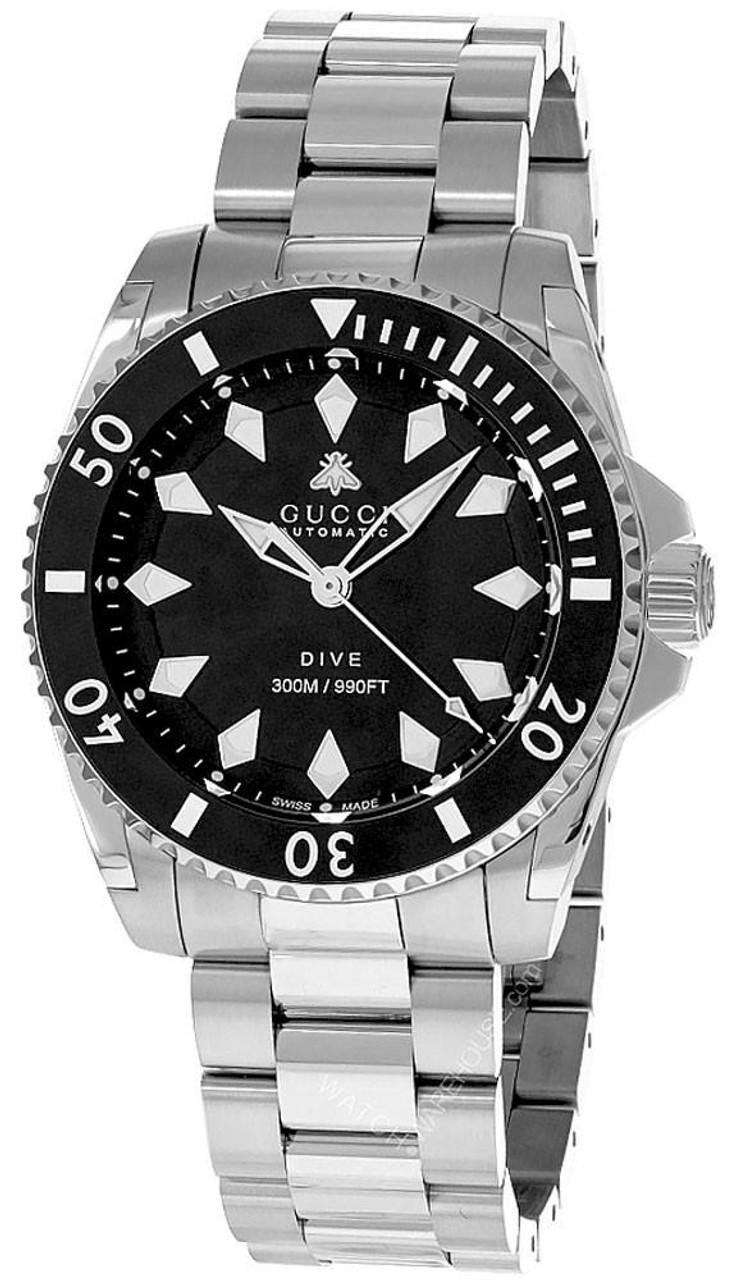 GUCCI Dive 40MM Automatic S-Steel Black Dial Men's Watch YA136353A