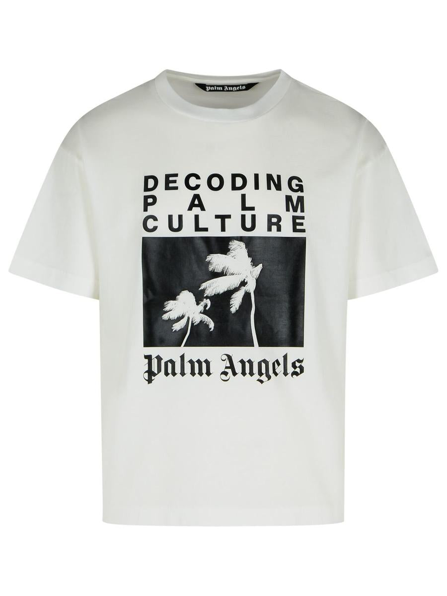Palm Angels 'Dec. Palm Culture' White Cotton T-Shirt