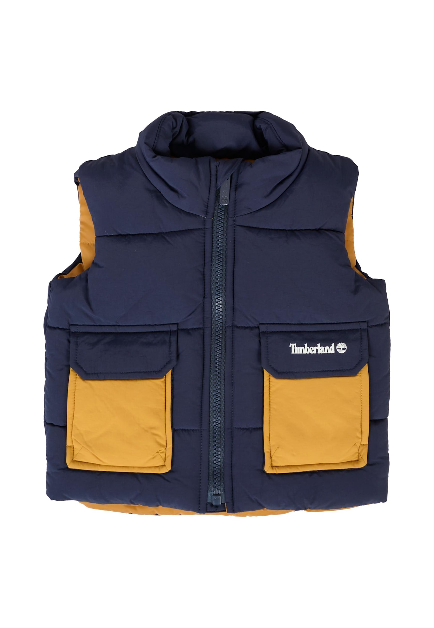 Timberland Blue Vest For Baby Boy With Logo