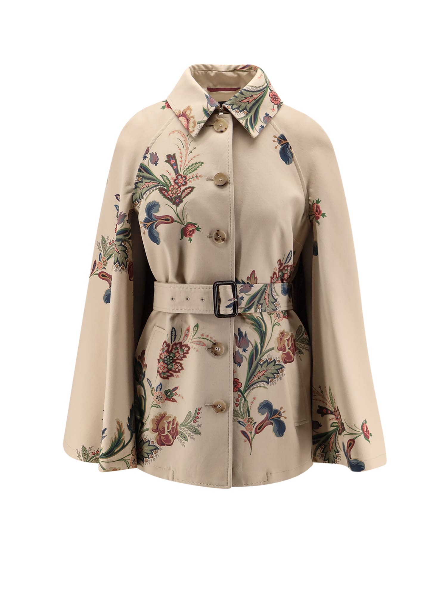 Etro Cotton Cape With Floral Print