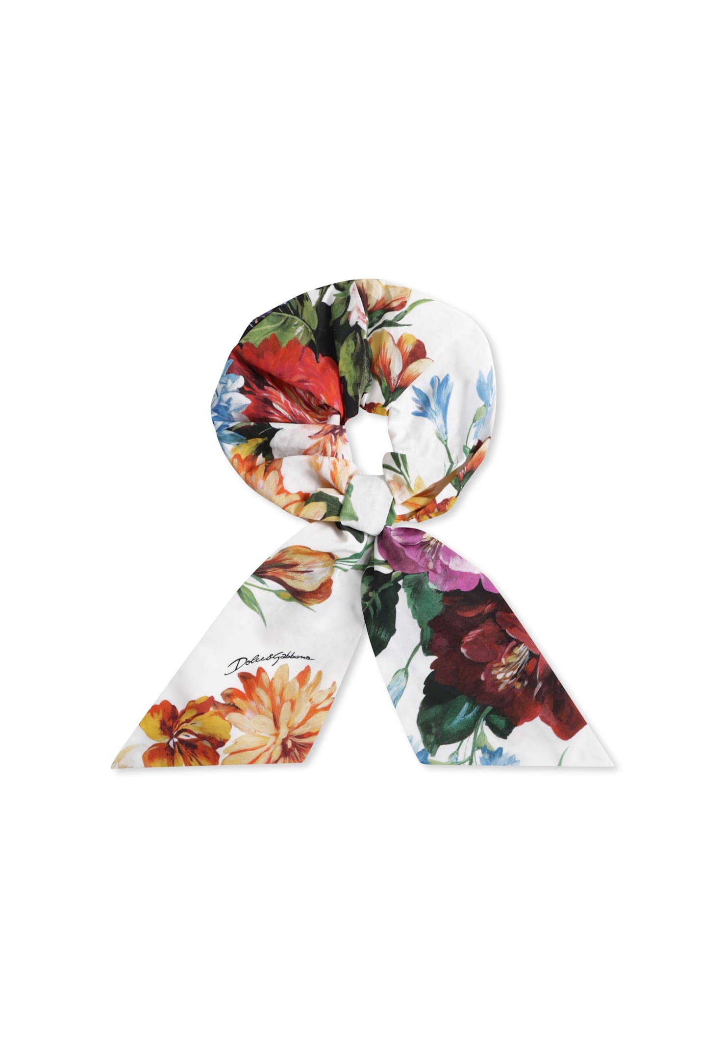 Dolce & Gabbana Ivory Scrunchie For Girl With Floral Print