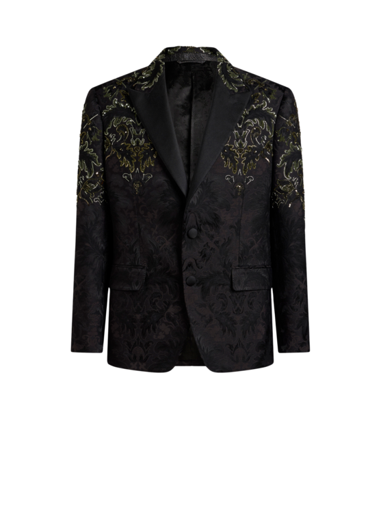 Etro, Blazer Droit À Broderie Florale, Homme, Noir, Taille 50